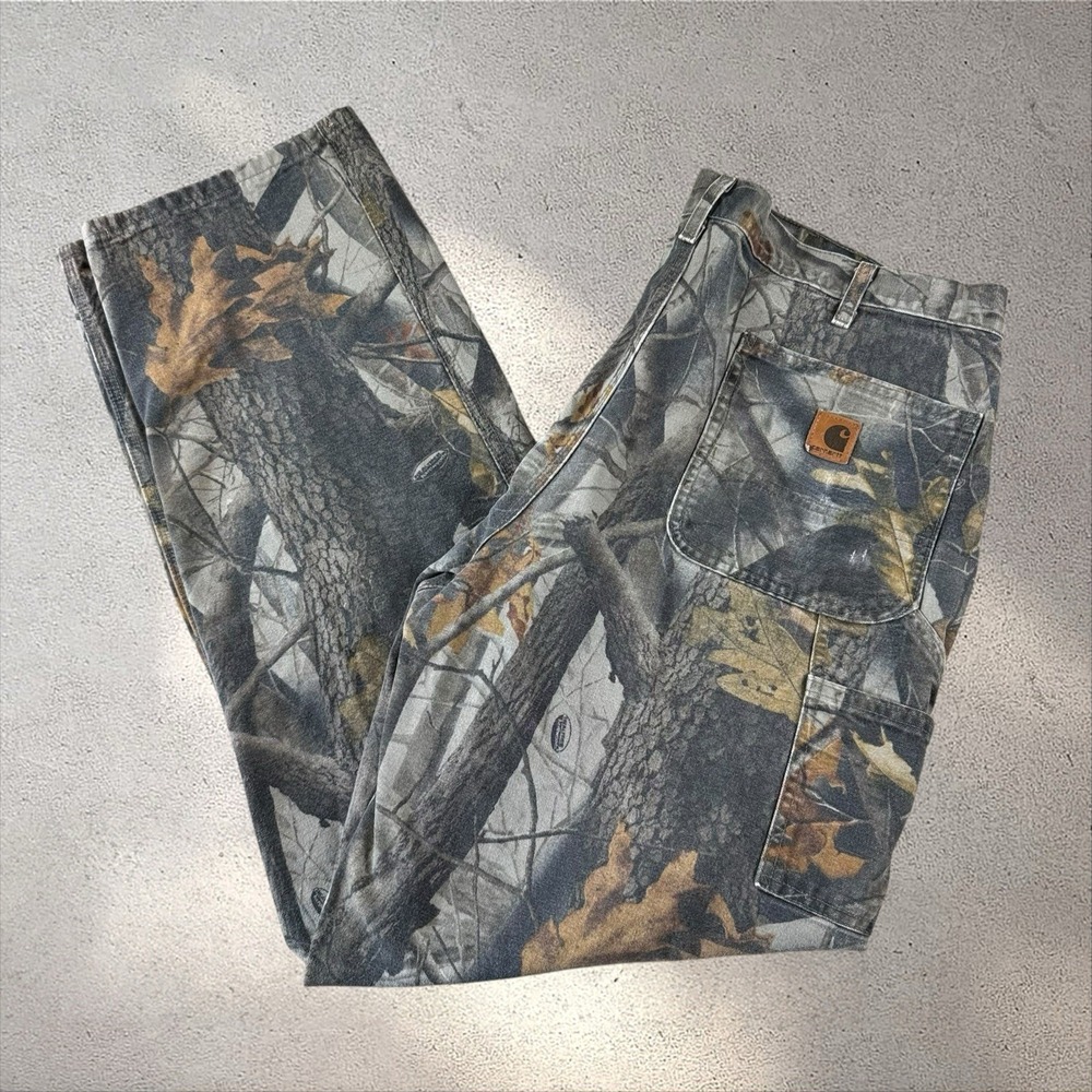 Vintage Y2K Carhartt Realtree Camo Canvas Carpenter Pants 40x34 Workwear B158